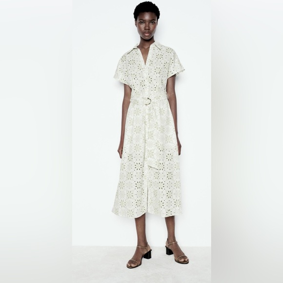 Zara Dresses & Skirts - Zara Rubberized Embroidery Midi Dress